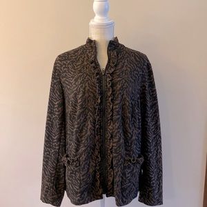 Harve Benard women’s jacket / blazer brown black animal print zip up size 1X 🌹